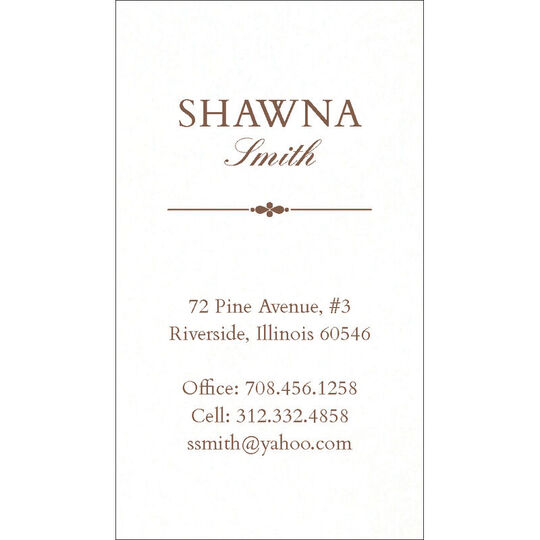 Vertical Elegant Script Letterpress Contact Cards